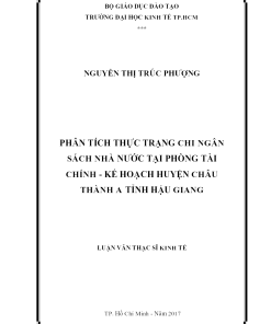 Phân Tích Thực Trạng Chi Ngân Sách Nhà Nước Tại Phòng Tài Chính - Kế Hoạch Huyện Châu Thành A Tỉnh Hậu Giang