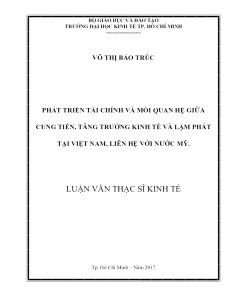 Phát Triển Tài Chính Và Mối Quan Hệ Giữa Cung Tiền, Tăng Trưởng Kinh Tế Và Lạm Phát Tại Việt Nam, Liên Hệ Với Nước Mỹ