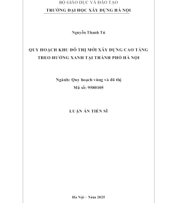 Quy Hoạch Khu Đô Thị Mới Xây Dựng Cao Tầng Theo Hướng Xanh Tại Thành Phố Hà Nội