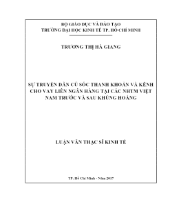 Sự Truyền Dẫn Cú Sốc Thanh Khoản Và Kênh Cho Vay Liên Ngân Hàng Tại Các NHTM Việt Nam Trước Và Sau Khủng Hoảng