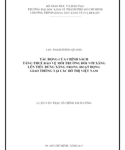 Tác Động Của Chính Sách Tăng Thuế Bảo Vệ Môi Trường Đối Với Xăng Lên Tiêu Dùng Xăng Trong Hoạt Động Giao Thông Tại Các Đô Thị Việt Nam