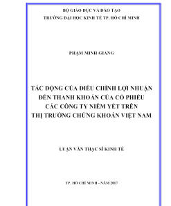 Tác Động Của Điều Chỉnh Lợi Nhuận Đến Thanh Khoản Của Cổ Phiếu Các Công Ty Niêm Yết Trên Thị Trường Chứng Khoán Việt Nam