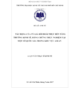 Tác Động Của Tỷ Giá Hối Đoái Thực Đến Tăng Trưởng Kinh Tế, Bằng Chứng Thực Nghiệm Tại Một Số Quốc Gia Trong Khu Vực Asean