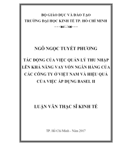 Tác Động Của Việc Quản Lý Thu Nhập Lên Khả Năng Vay Vốn Ngân Hàng Của Các Công Ty Ở Việt Nam Và Hiệu Quả Của Việc Áp Dụng Basel II