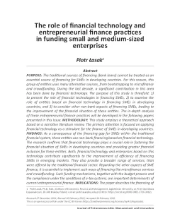 The Role Of Financial Technology And Entrepreneurial Finance Practices In Funding Small And Medium-Sized Enterprises