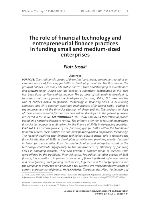 The Role Of Financial Technology And Entrepreneurial Finance Practices In Funding Small And Medium-Sized Enterprises