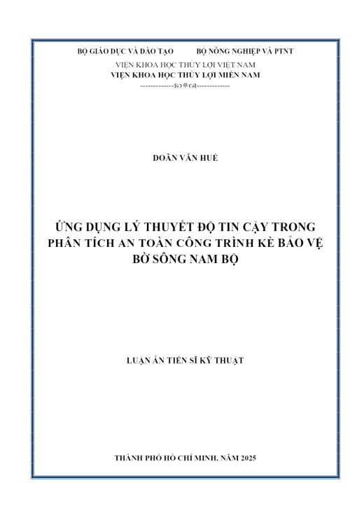 Ứng Dụng Lý Thuyết Độ Tin Cậy Trong Phân Tích An Toàn Công Trình Kè Bảo Vệ Bờ Sông Nam Bộ