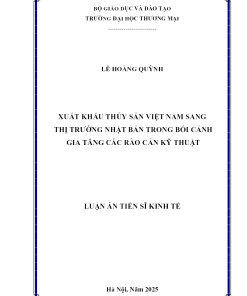 Xuất Khẩu Thủy Sản Việt Nam Sang Thị Trường Nhật Bản Trong Bối Cảnh Gia Tăng Các Rào Cản Kỹ Thuật