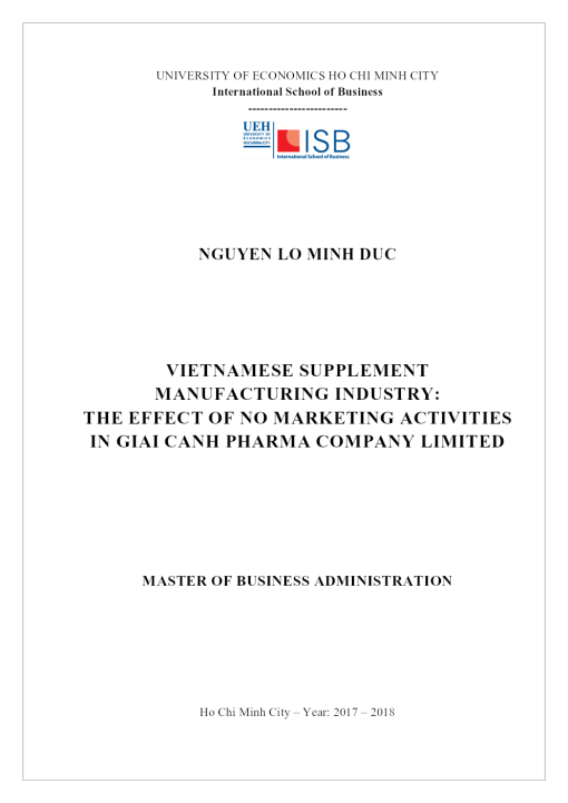 Ngành Công Nghiệp Sản Xuất Thực Phẩm Chức Năng Việt Nam: Ảnh Hưởng Của Việc Không Có Hoạt Động Marketing Tại Công Ty TNHH Dược Phẩm Giai Cảnh