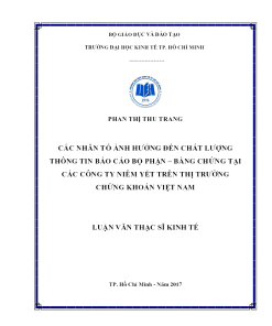 Các Nhân Tố Ảnh Hưởng Đến Chất Lượng Thông Tin Báo Cáo Bộ Phận – Bằng Chứng Tại Các Công Ty Niêm Yết Trên Thị Trường Chứng Khoán Việt Nam