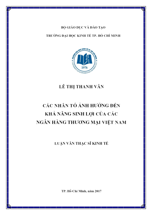Các Nhân Tố Ảnh Hưởng Đến Khả Năng Sinh Lợi Của Các Ngân Hàng Thương Mại Việt Nam