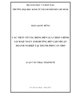 Các Nhân Tố Tác Động Đến Lựa Chọn Chính Sách Kế Toán Ảnh Hưởng Đến Lợi Nhuận Doanh Nghiệp Tại Thành Phố Cần Thơ