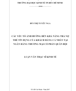 Các Yếu Tố Ảnh Hưởng Đến Khả Năng Trả Nợ Thẻ Tín Dụng Của Khách Hàng Cá Nhân Tại Ngân Hàng Thương Mại Cổ Phần Quân Đội