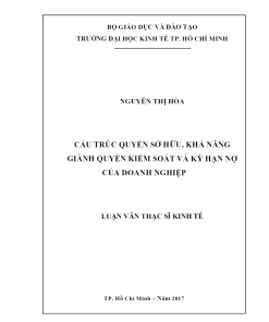 Cấu Trúc Quyền Sở Hữu, Khả Năng Giành Quyền Kiểm Soát Và Kỳ Hạn Nợ Của Doanh Nghiệp