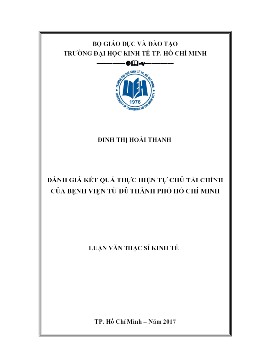 Đánh Giá Kết Quả Thực Hiện Tự Chủ Tài Chính Của Bệnh Viện Từ Dũ Thành Phố Hồ Chí Minh