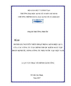 Đánh Giá Nguyên Nhân Hoạt Động Kém Hiệu Quả Của Các Công Ty Tài Chính Thuộc Kiểm Soát Tập Đoàn Kinh Tế, Tổng Công Ty Nhà Nước Tại Việt Nam