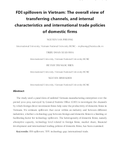 Fdi Spillovers In Vietnam: The Overall View Of Transferring Channels, And Internal Characteristics And International Trade Policies Of Domestic Firms