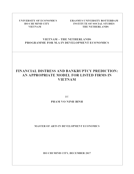 Financial Distress And Bankruptcy Prediction: An Appropriate Model For Listed Firms In Vietnam