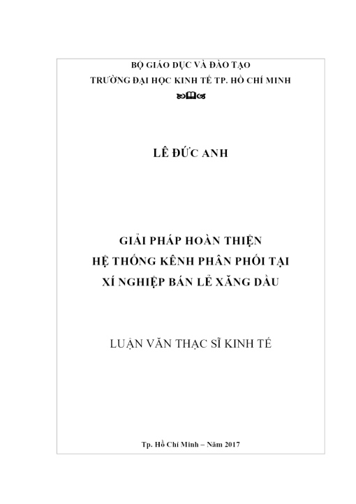 Giải Pháp Hoàn Thiện Hệ Thống Kênh Phân Phối Tại Xí Nghiệp Bán Lẻ Xăng Dầu