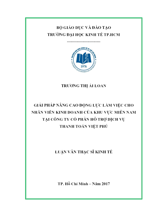 Giải Pháp Nâng Cao Động Lực Làm Việc Cho Nhân Viên Kinh Doanh Của Khu Vực Miền Nam Tại Công Ty Cổ Phần Hỗ Trợ Dịch Vụ Thanh Toán Việt Phú