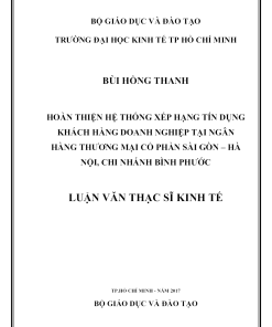 Hoàn Thiện Hệ Thống Xếp Hạng Tín Dụng Khách Hàng Doanh Nghiệp Tại Ngân Hàng Thương Mại Cổ Phần Sài Gòn – Hà Nội, Chi Nhánh Bình Phước
