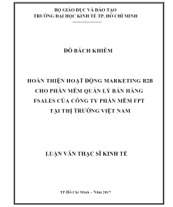 Hoàn Thiện Hoạt Động Marketing B2B Cho Phần Mềm Quản Lý Bán Hàng Fsales Của Công Ty Phần Mềm FPT Tại Thị Trường Việt Nam