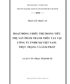 Hoạt Động Chiêu Thị Trong Tiêu Thụ Sản Phẩm Tranh Thêu Tay Tại Công Ty Tnhh Xq Việt Nam: Thực Trạng Và Giải Pháp