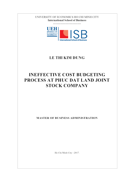 Ineffective Cost Budgeting Process At Phuc Dat Land Joint Stock Company