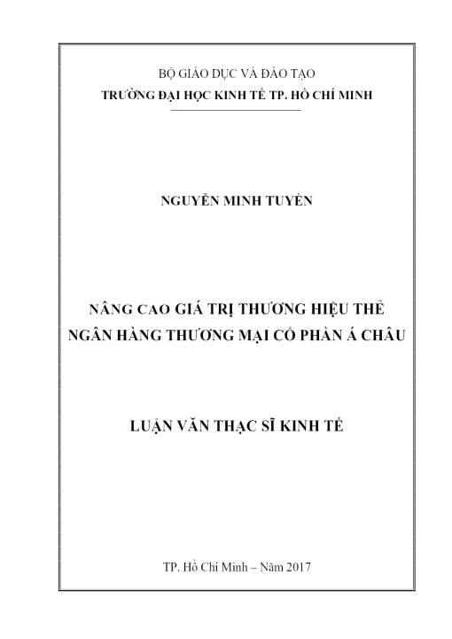 Nâng Cao Giá Trị Thương Hiệu Thẻ Ngân Hàng Thương Mại Cổ Phần Á Châu