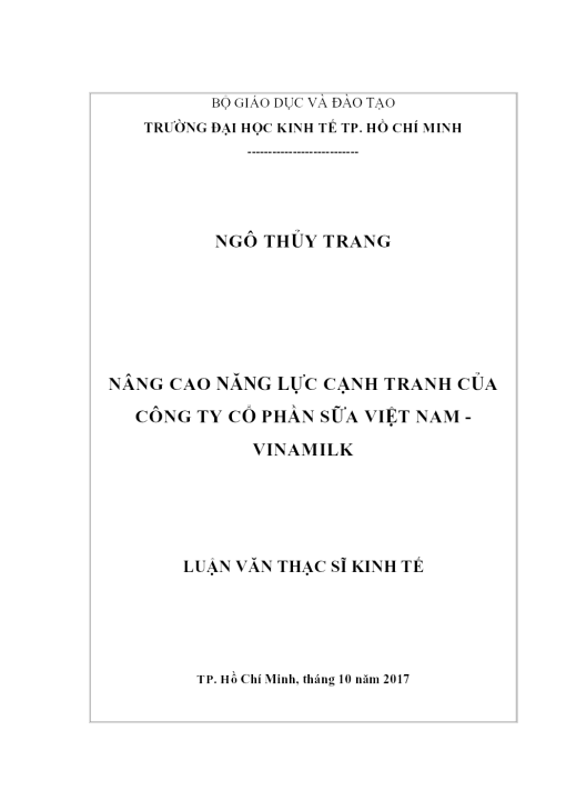 Nâng Cao Năng Lực Cạnh Tranh Của Công Ty Cổ Phần Sữa Việt Nam - Vinamilk