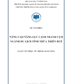Nâng Cao Năng Lực Cạnh Tranh Cụm Ngành Du Lịch Tỉnh Thừa Thiên Huế