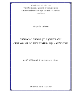 Nâng Cao Năng Lực Cạnh Tranh Cụm Ngành Hồ Tiêu Tỉnh Bà Rịa – Vũng Tàu