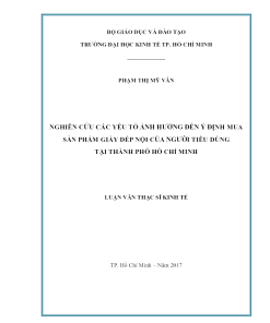 Nghiên Cứu Các Yếu Tố Ảnh Hưởng Đến Ý Định Mua Sản Phẩm Giày Dép Nội Của Người Tiêu Dùng Tại Thành Phố Hồ Chí Minh