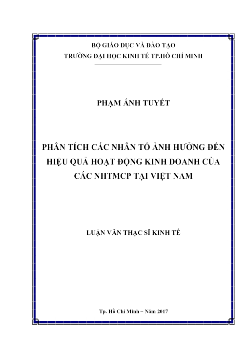 Phân Tích Các Nhân Tố Ảnh Hưởng Đến Hiệu Quả Hoạt Động Kinh Doanh Của Các Nhtmcp Tại Việt Nam
