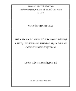 Phân Tích Các Nhân Tố Tác Động Đến Nợ Xấu Tại Ngân Hàng Tmcp Công Thương Việt Nam