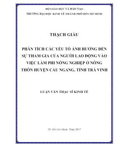 Phân Tích Các Yếu Tố Ảnh Hưởng Đến Sự Tham Gia Của Người Lao Động Vào Việc Làm Phi Nông Nghiệp Ở Nông Thôn Huyện Cầu Ngang, Tỉnh Trà Vinh