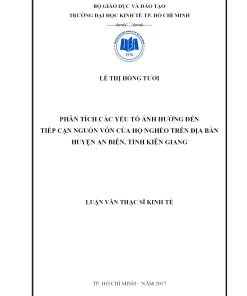 Phân Tích Các Yếu Tố Ảnh Hưởng Đến Tiếp Cận Nguồn Vốn Của Hộ Nghèo Trên Địa Bàn Huyện An Biên, Tỉnh Kiên Giang