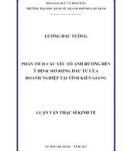 Phân Tích Các Yếu Tố Ảnh Hưởng Đến Ý Định Mở Rộng Đầu Tư Của Doanh Nghiệp Tại Tỉnh Kiên Giang