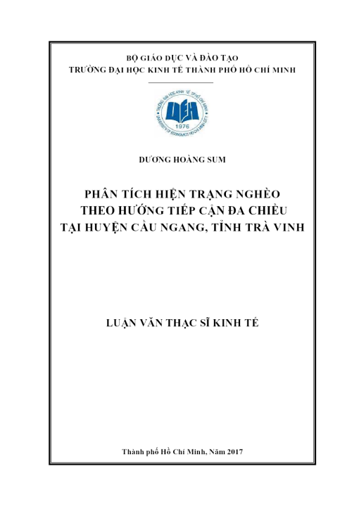 Phân Tích Hiện Trạng Nghèo Theo Hướng Tiếp Cận Đa Chiều Tại Huyện Cầu Ngang, Tỉnh Trà Vinh