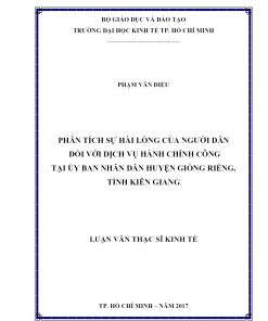 Phân Tích Sự Hài Lòng Của Người Dân Đối Với Dịch Vụ Hành Chính Công Tại Ủy Ban Nhân Dân Huyện Giồng Riềng, Tỉnh Kiên Giang