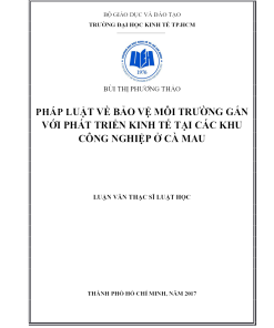 Pháp Luật Về Bảo Vệ Môi Trường Gắn Với Phát Triển Kinh Tế Tại Các Khu Công Nghiệp Ở Cà Mau