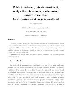 Public Investment, Private Investment, Foreign Direct Investment And Economic Growth In Vietnam: Further Evidence At The Provincial Level