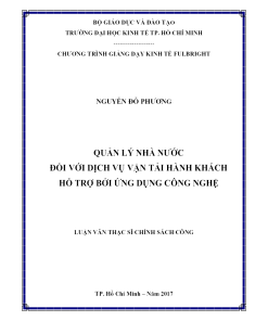 Quản Lý Nhà Nước Đối Với Dịch Vụ Vận Tải Hành Khách Hỗ Trợ Bởi Ứng Dụng Công Nghệ