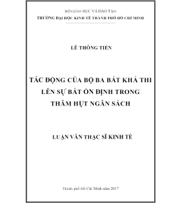 Tác Động Của Bộ Ba Bất Khả Thi Lên Sự Bất Ổn Định Trong Thâm Hụt Ngân Sách