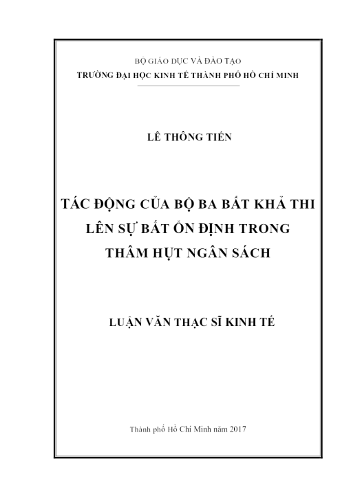 Tác Động Của Bộ Ba Bất Khả Thi Lên Sự Bất Ổn Định Trong Thâm Hụt Ngân Sách