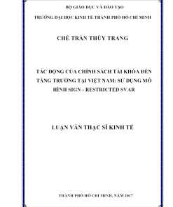 Tác Động Của Chính Sách Tài Khóa Đến Tăng Trưởng Tại Việt Nam: Sử Dụng Mô Hình Sign - Restricted SVAR