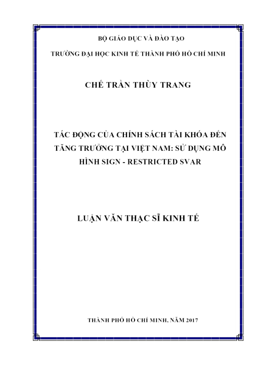 Tác Động Của Chính Sách Tài Khóa Đến Tăng Trưởng Tại Việt Nam: Sử Dụng Mô Hình Sign - Restricted SVAR