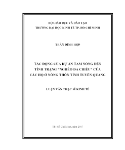 Tác Động Của Dự Án Tam Nông Đến Tình Trạng “Nghèo Đa Chiều” Của Các Hộ Ở Nông Thôn Tỉnh Tuyên Quang