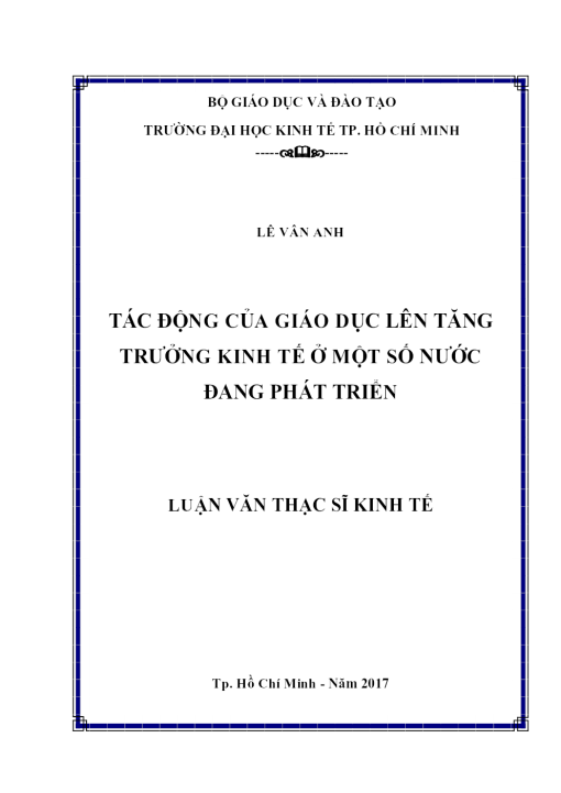 Tác Động Của Giáo Dục Lên Tăng Trưởng Kinh Tế Ở Một Số Nước Đang Phát Triển
