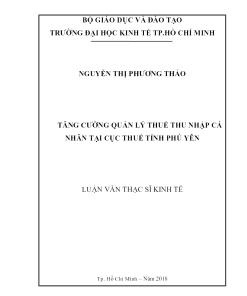 Tăng Cường Quản Lý Thuế Thu Nhập Cá Nhân Tại Cục Thuế Tỉnh Phú Yên